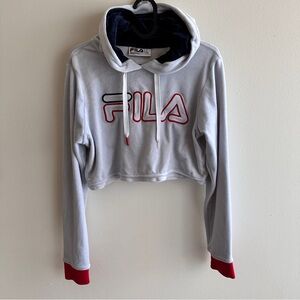 Fila Womens Cropped Velour Hoodie Size Medium M